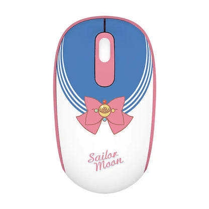 Sailor Moon wireless computer mouse with cartoon character design, USB receiver, and measurement showing 100mm length