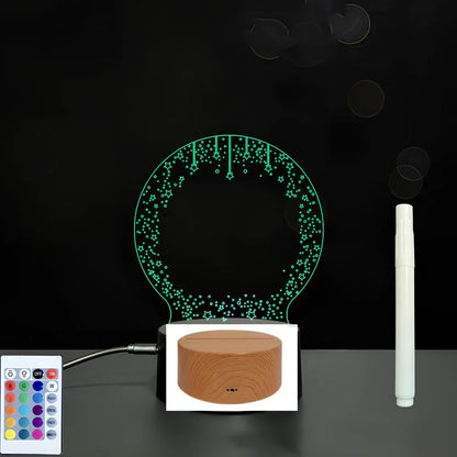 3D acrylic LED message board with touch controls showing illuminated writing on 3.5mm thick surface