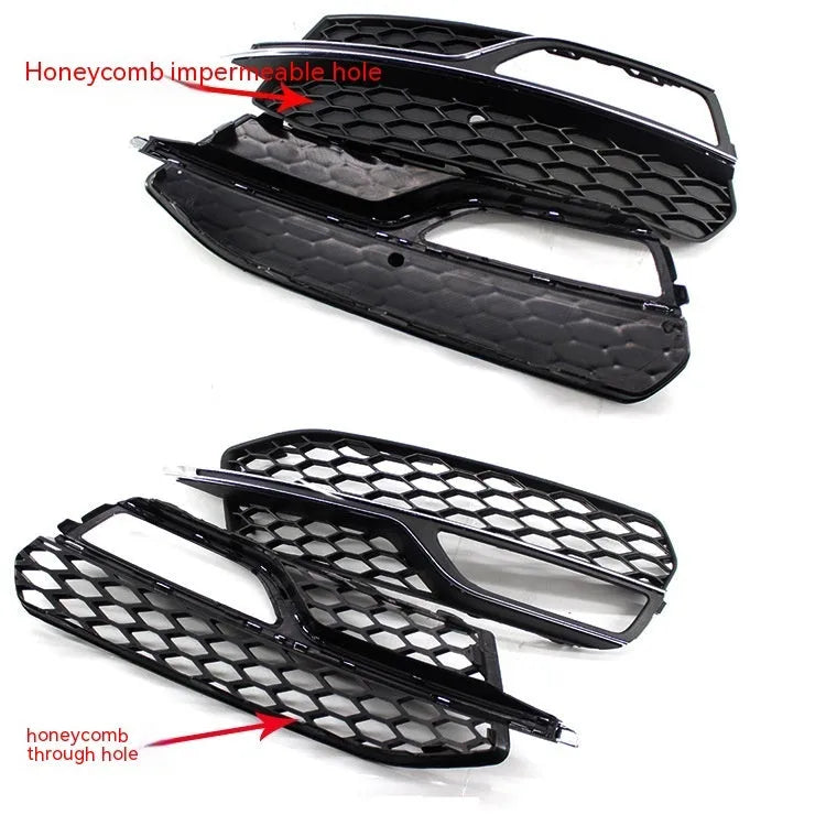 Black ABS plastic fog lamp grille for 2013-2016 Audi A3 Sport and S3 front bumper.