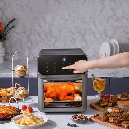 Black 6L visual intelligent air fryer with EU plug, 1350W power for family cooking