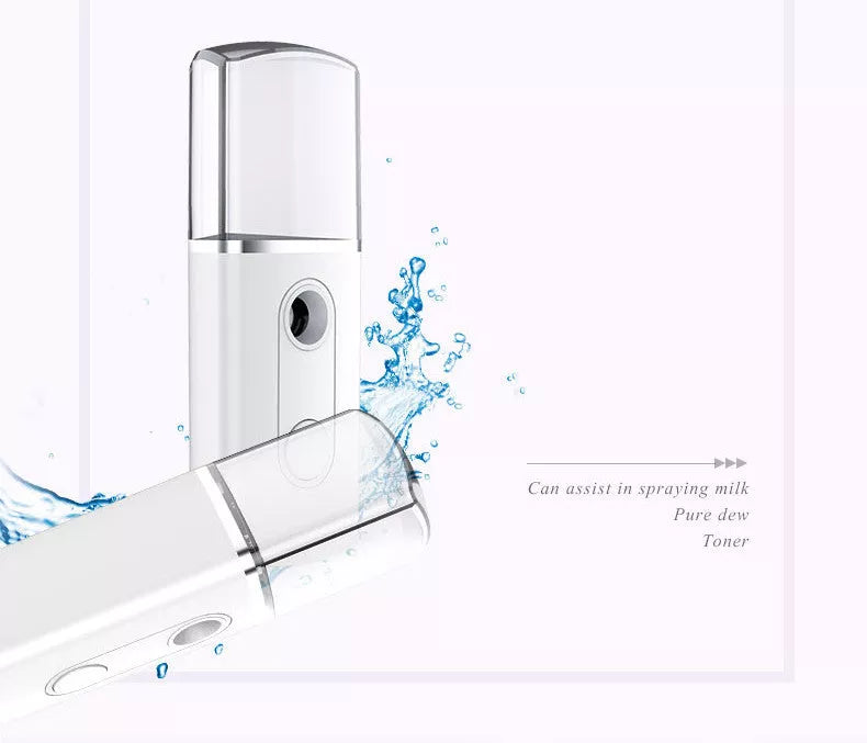 Portable Facial Nano Mist Humidifier in white, black, red, or pink