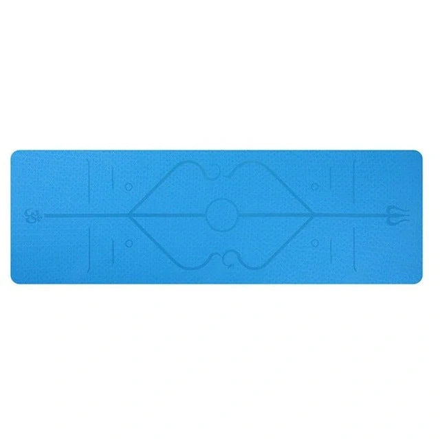 Premium non-slip yoga mat with printed alignment lines for improved form and stability during yoga practice