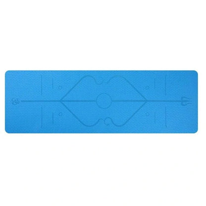 Premium non-slip yoga mat with printed alignment lines for improved form and stability during yoga practice