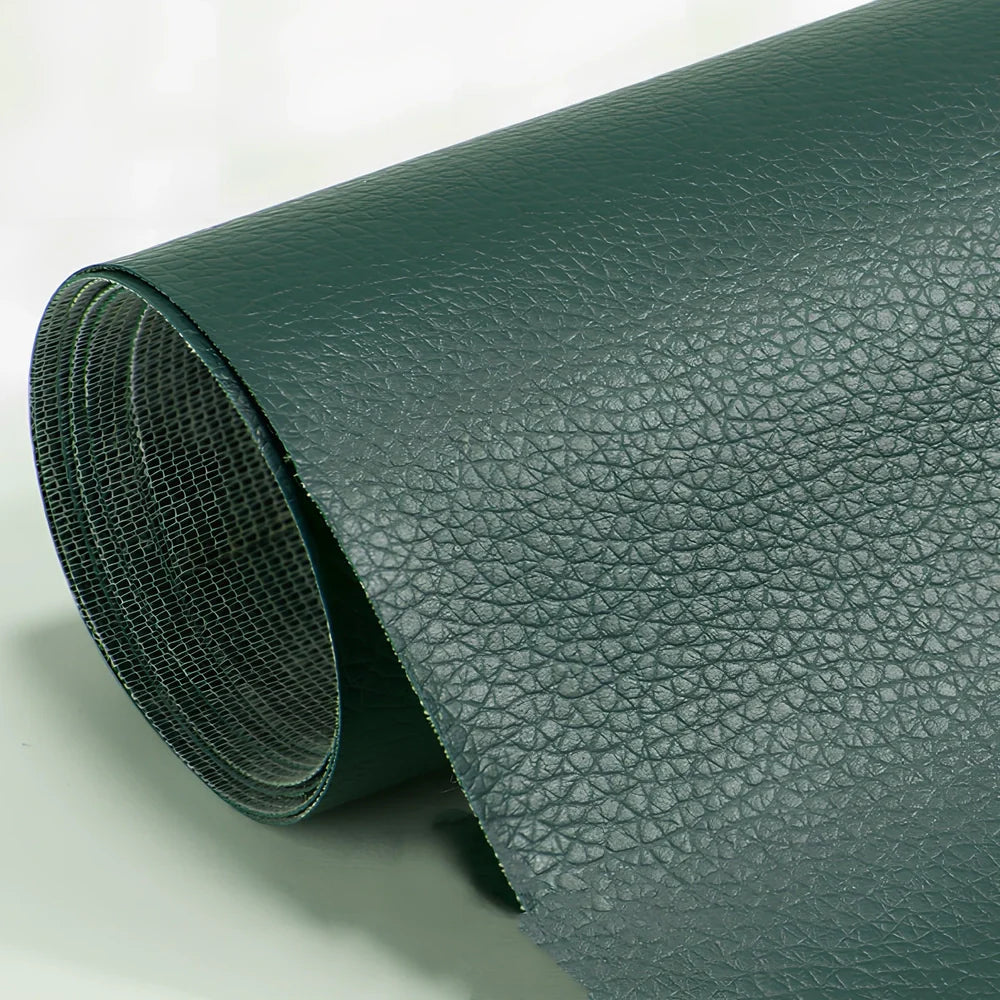 PU leather repair patch measuring 50 by 137 centimetres in dark brown colour with 0.5mm thickness