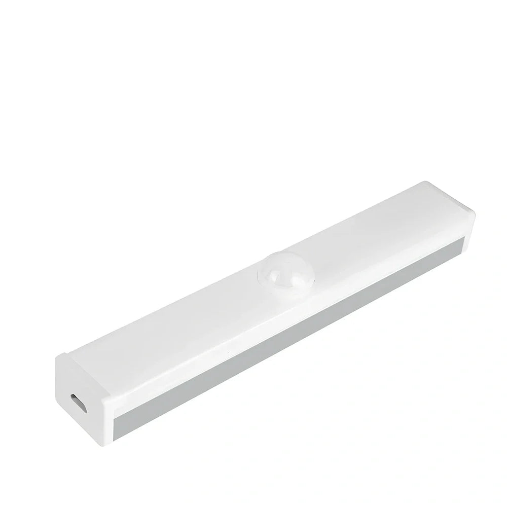 LED strip light with motion sensor in black finish, 30cm length with warm white illumination