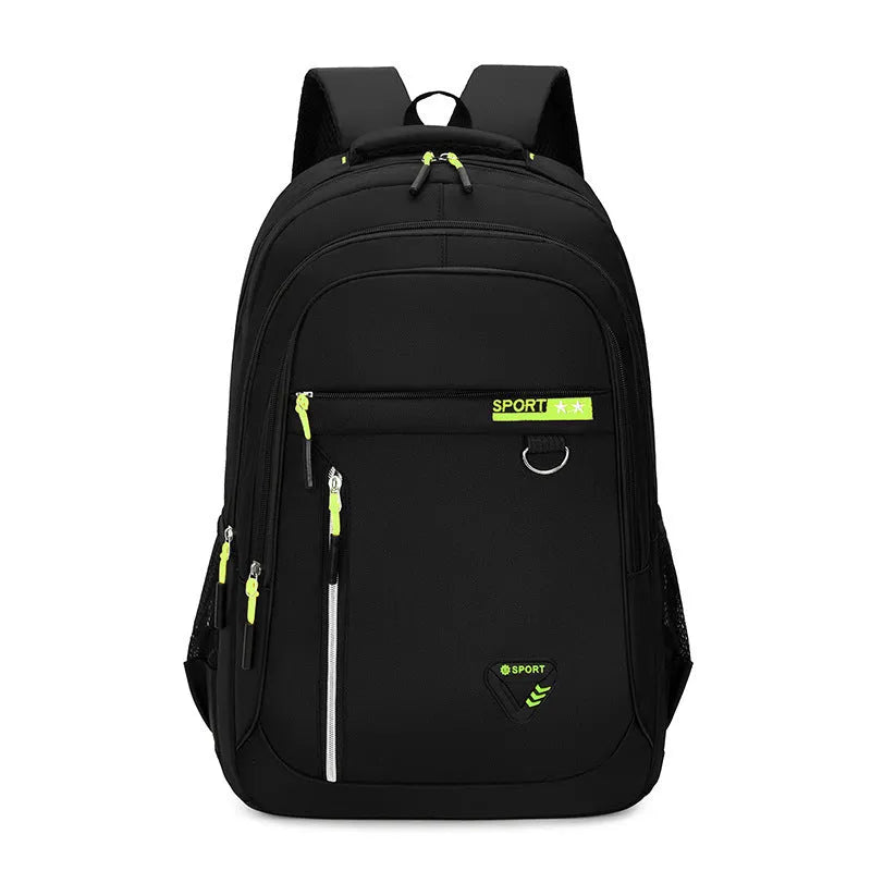 Men's Oxford cloth large capacity schoolbag with air pillow belt in red, green, blue, and black colour options