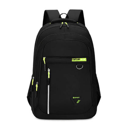 Men's Oxford cloth large capacity schoolbag with air pillow belt in red, green, blue, and black colour options