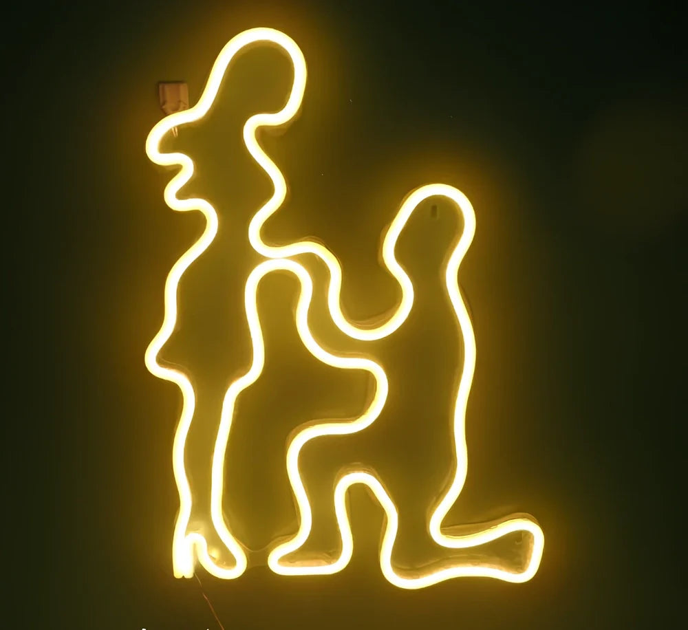 Hanging LED neon wall light in PVC, USB powered, sizes 100-600mm for home decor