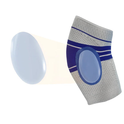 Grey knitted sports elbow pads with 3D compression fabric for basketball and badminton