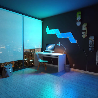 Nine square LED panels arranged in grid with colourful illumination, voice control and music synchronisation features