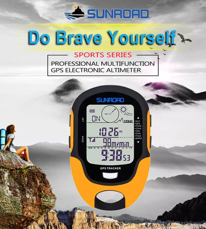 Yellow Outdoor Navigation Altimeter with air pressure display and electronic compass