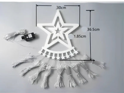 LED five-pointed star waterfall light, 1000mm length with 1000 lumens warm white glow for outdoor courtyard decoration, IP44 rated