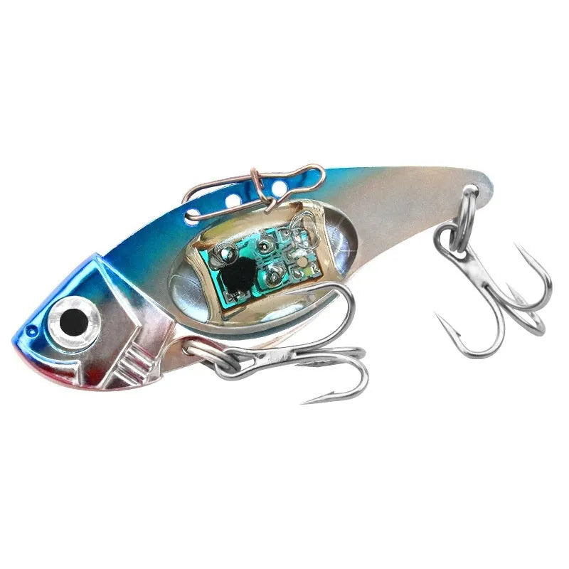 Luminous Metal Vib electronic fishing lure showing glow-in-the-dark features and metal vibration components