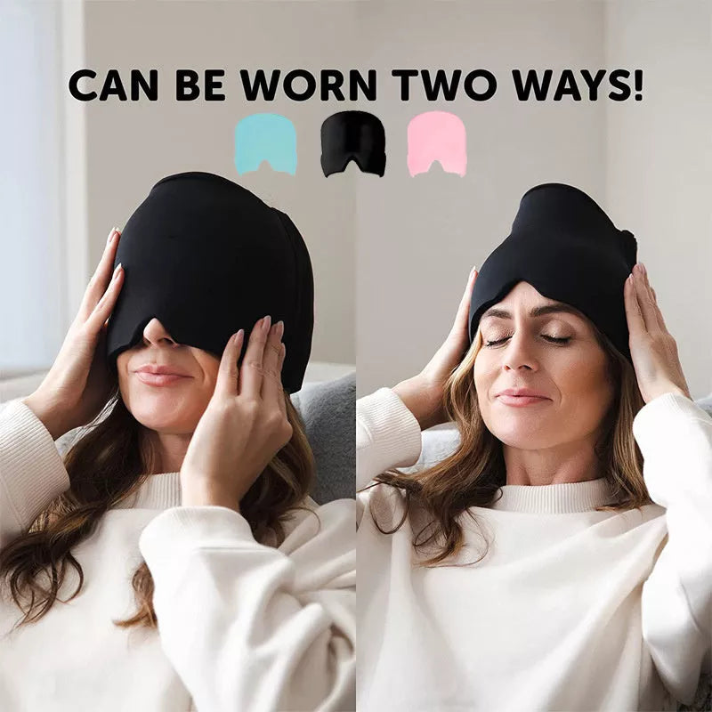 Cold Compress Hood for migraine and stress relief with soft gel design