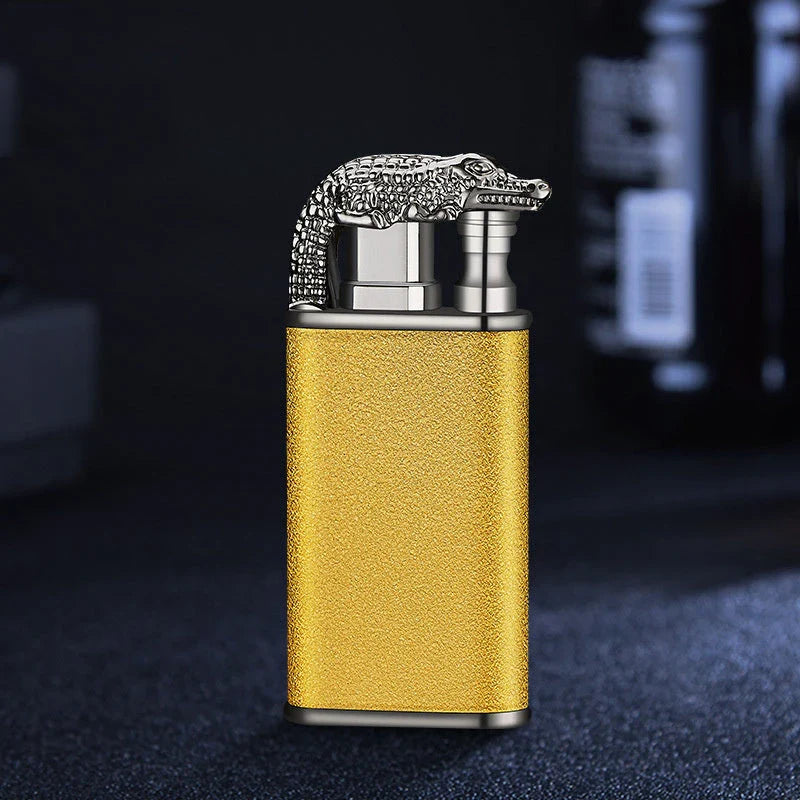 Innovative dragon and dolphin lighters with dual-flame design, made of premium metal and featuring intricately crafted mythical creature motifs.