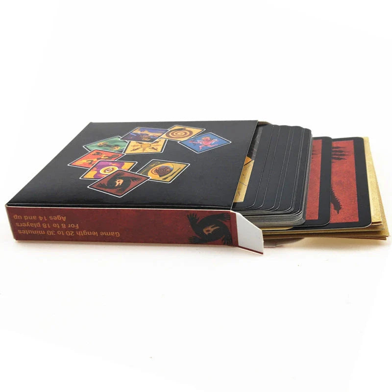 Werewolf Party Game with colorful cards and box, perfect for family game nights and social gatherings