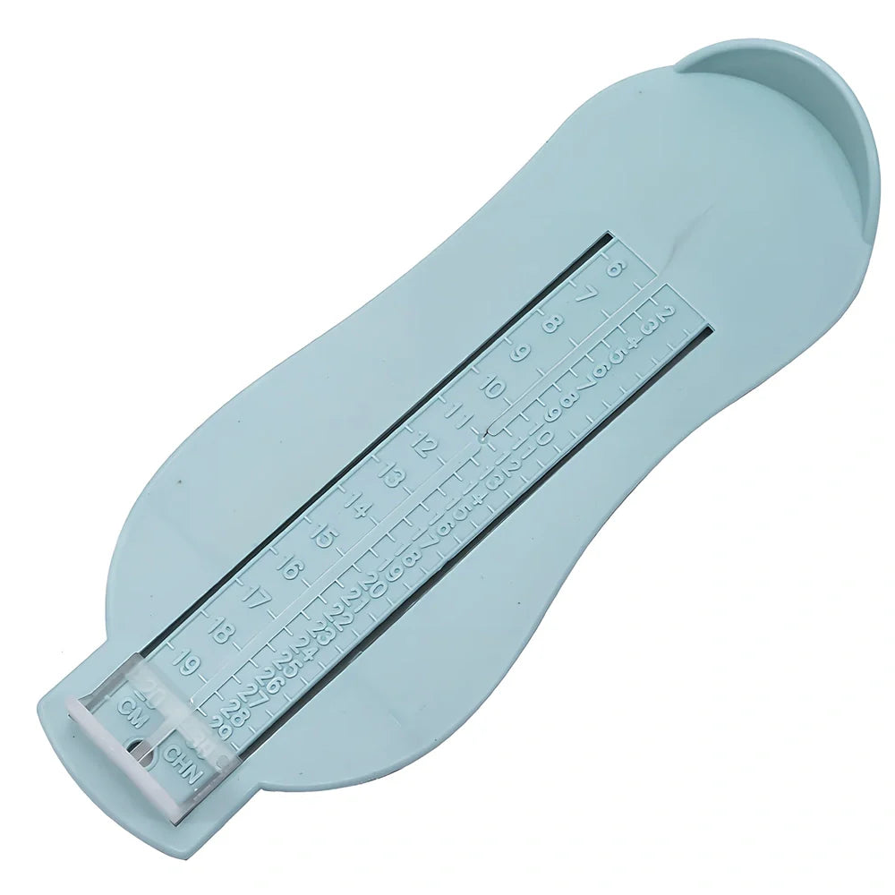 Blue children's foot measuring ruler with 0-20cm scale on ABS plastic 22.7x9x2.5cm
