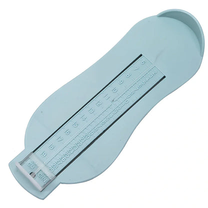 Blue children's foot measuring ruler with 0-20cm scale on ABS plastic 22.7x9x2.5cm