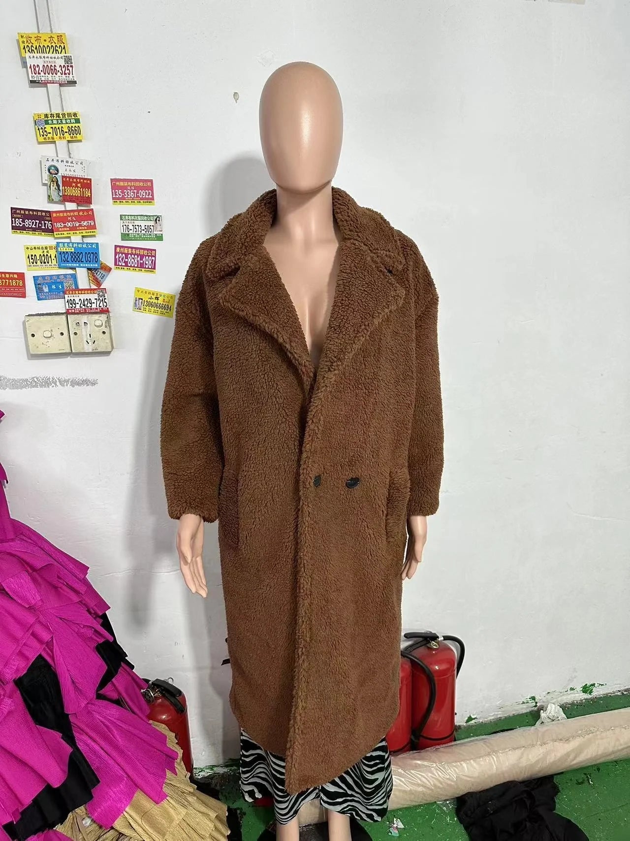 Stylish women's winter faux fur coat with pockets in various colors