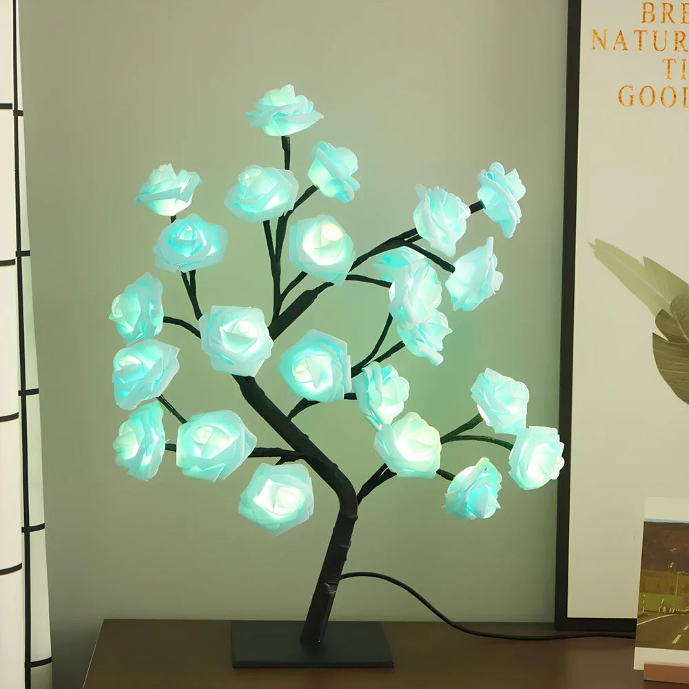 Fibre optic cherry tree night light with 48 LED blossoms and USB cable