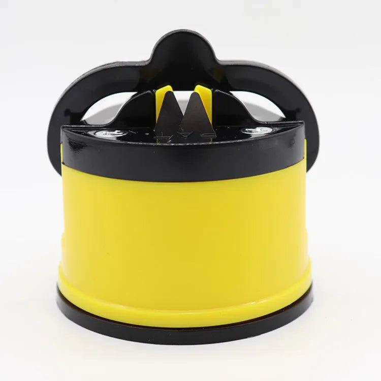 Small suction cup knife sharpener, ABS blade, 65 x 65mm, shown in red yellow green blue orange black white gold silver