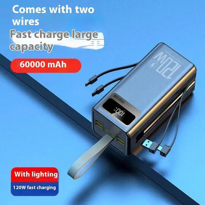 Large capacity portable power bank in Samurai Black or Knight White with fast charging double line, 168x70x54mm