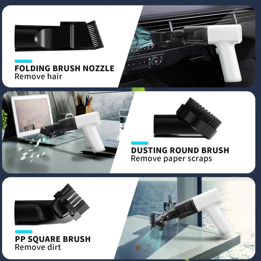 White plastic dust collector with USB-powered vacuum cleaner for household dust removal