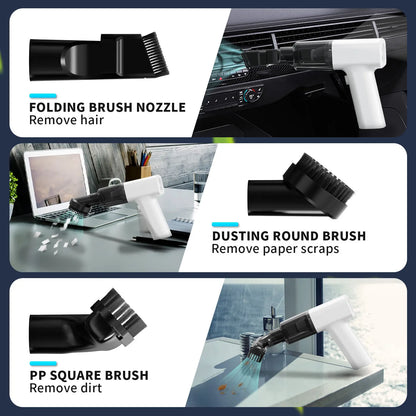 White plastic handheld USB desktop vacuum cleaner for dust collection.