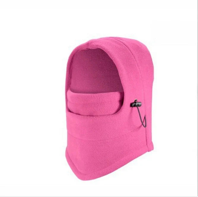 A versatile windproof ski hat with an integrated face mask and neck gaiter, providing complete protection from the elements during outdoor activities.