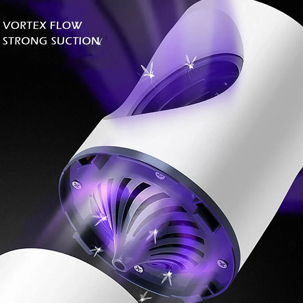 White USB photocatalytic mosquito trap size L 12x21.5cm with 360-degree UV light and detachable net for 51-100 square metre rooms