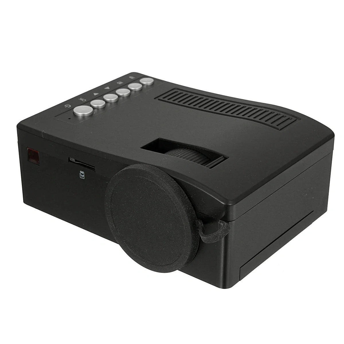 Compact portable LED projector with multimedia support and 48 lumens brightness