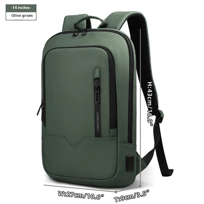 Lightweight men's polyester commuter backpack with USB charging port in multiple colour options.
