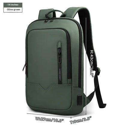 Lightweight men's polyester commuter backpack with USB charging port in multiple colour options.