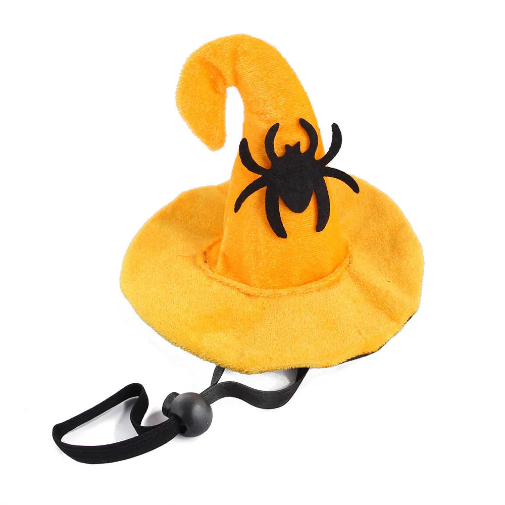 Halloween pumpkin design cloth hat for cats with embossed decorative details