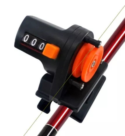 Black portable fishing line counter with depth finder up to 999 meters