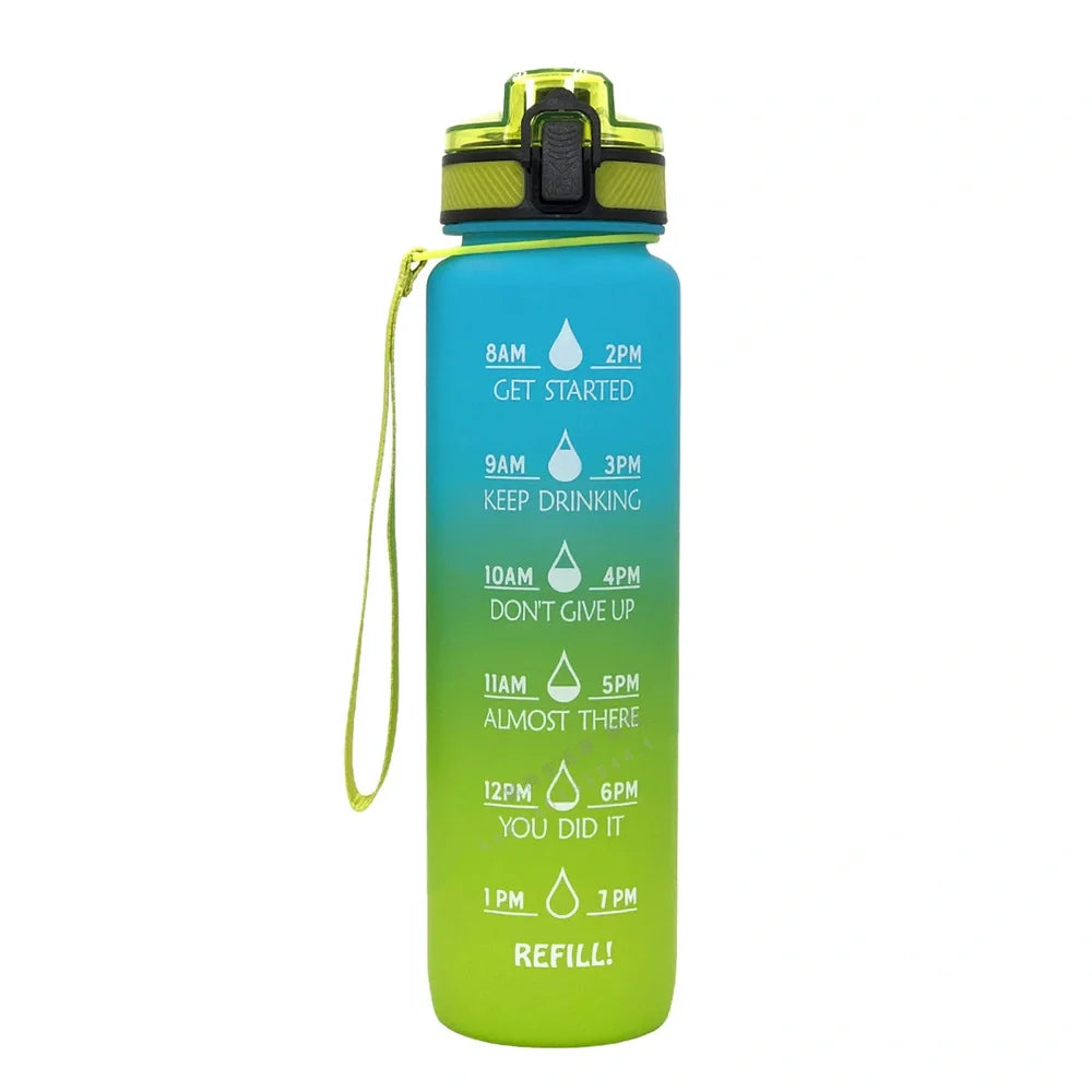 1000ml gradient sports water bottle with 29.5cm height and food-grade plastic construction
