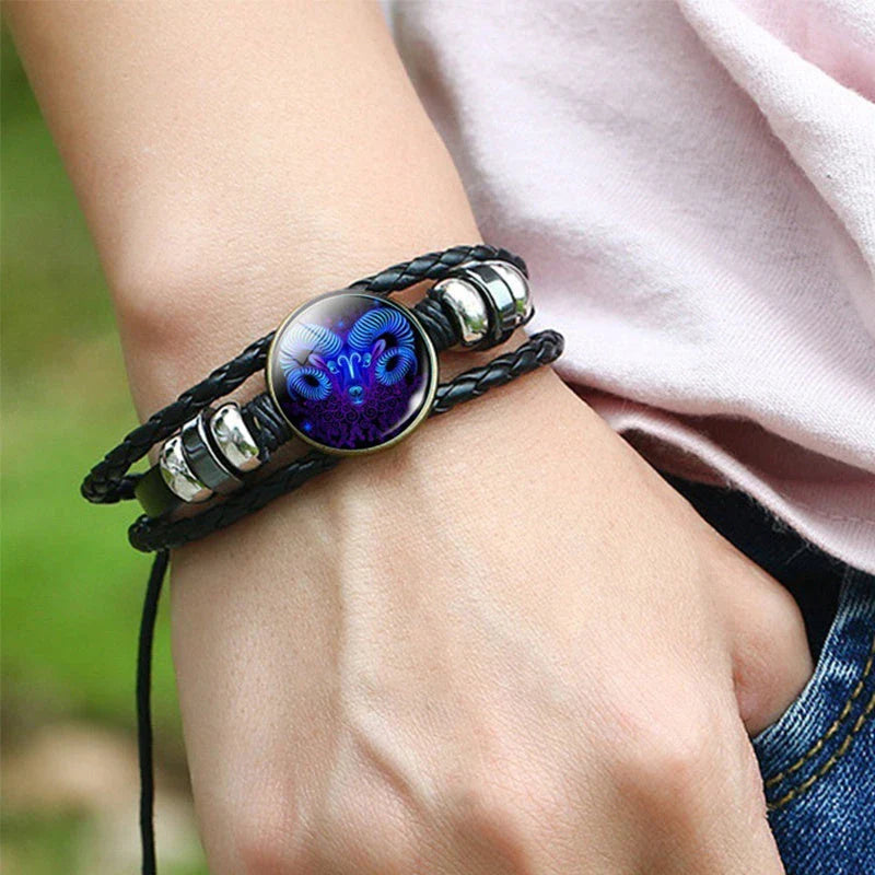 Stylish zodiac constellation bracelet with 12 zodiac sign design options