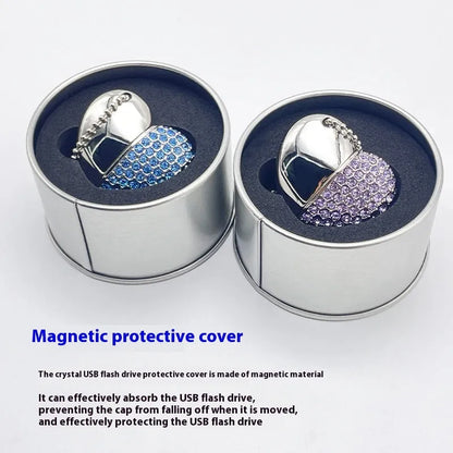 Heart-shaped metal USB flash drive with a brick-patterned surface in multiple colour options.