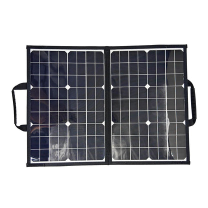 Black 40W single crystal solar folding bag folded to 425x285x8mm for portable outdoor charging