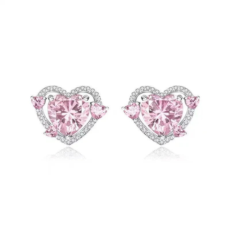 Guardian Heart white K coloured copper stud earrings with heart shape design