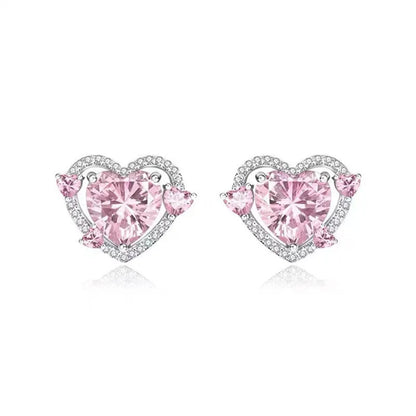 Guardian Heart white K coloured copper stud earrings with heart shape design