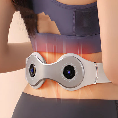 White far infrared lumbar massage belt measuring 25x8.5cm with Type-C charging port