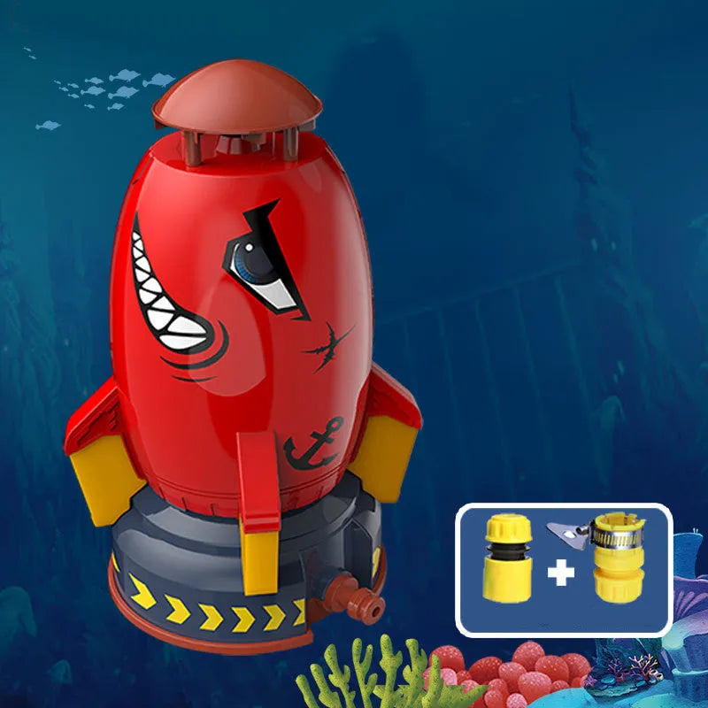 Outdoor water pressure rocket launcher toy for children's garden play with plastic construction