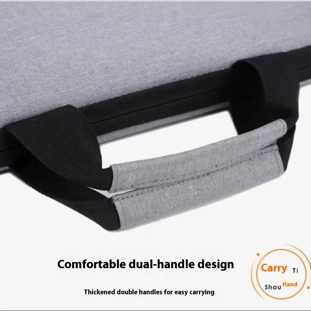 Grey lightweight laptop bag with Oxford cloth exterior and zip closure
