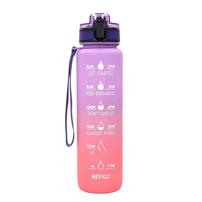 1000ml gradient sports water bottle with 29.5cm height and food-grade plastic construction