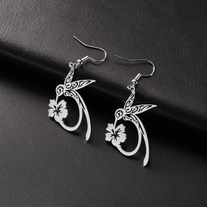 Stainless steel hummingbird earrings with hollow honeycomb design in gold or steel colour