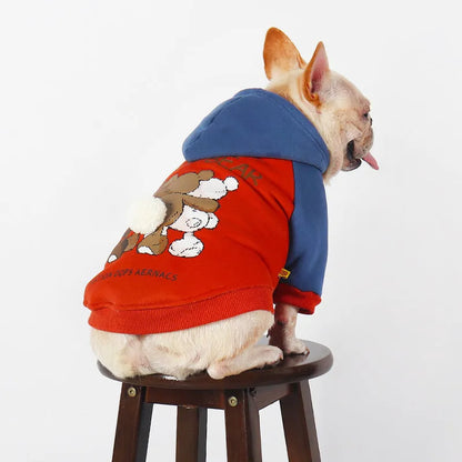 Red cotton clothing for small and medium-sized dogs including Teddy, Bichon, Jarre, Aero Bull, and Corgi breeds