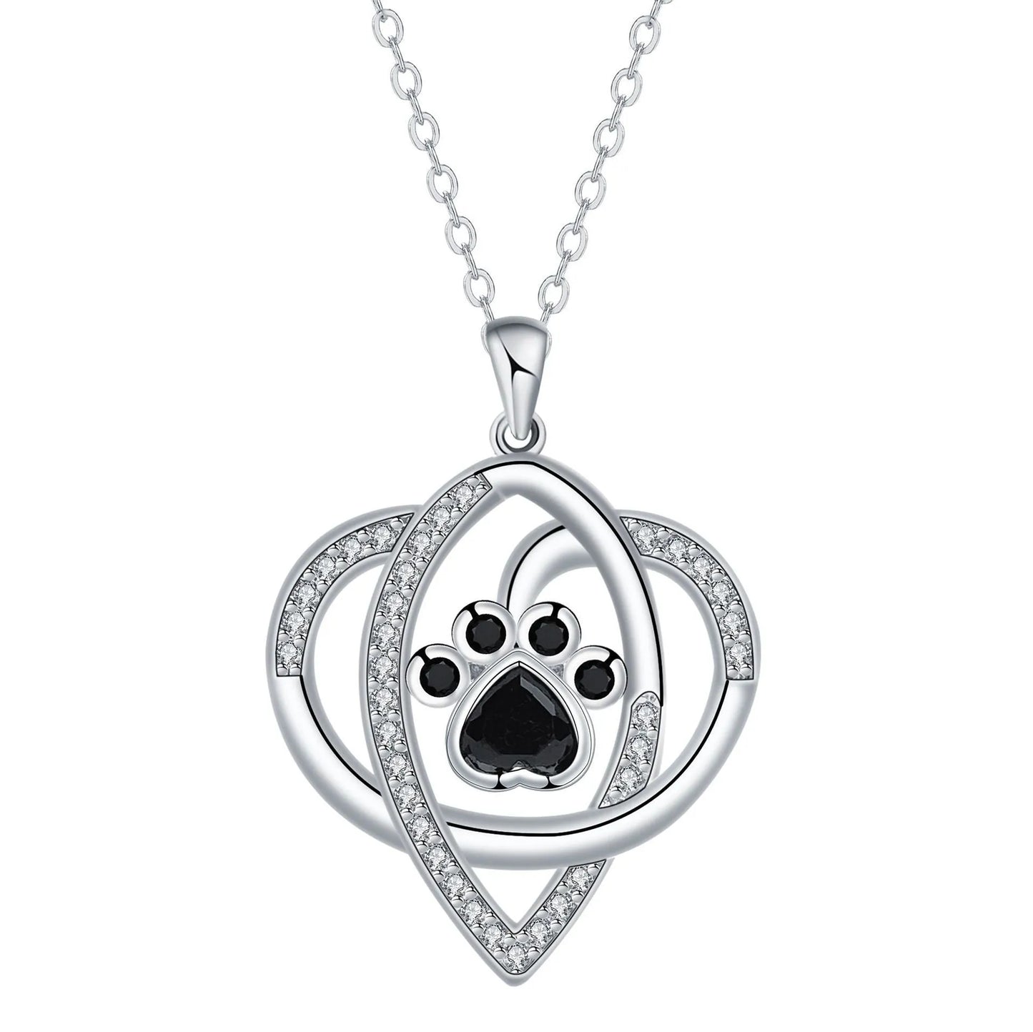 Women's copper necklace with dog paw print pendant on cross chain, electroplated finish