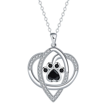 Women's copper necklace with dog paw print pendant on cross chain, electroplated finish