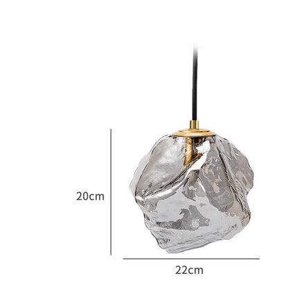 Glass ice cube chandelier in smoky grey, cognac or clear with black hanging wire, 11W-15W LED, 4000K